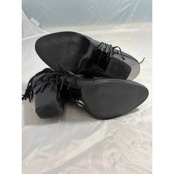 Aldo black leather bootie with fringe accent size 7 - Picture 5 of 5